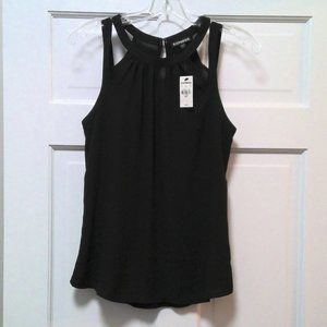Express Women's Black Cut-Out Strap Keyhole Top Blouse NEW with Tags Orig $39 SP